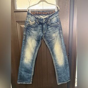 Rock Revival Distressed Blue Men's Jeans